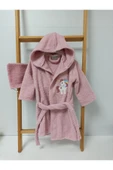 Ege Home unicorn nakışlı bebek bornoz - kese seti pembe - 1