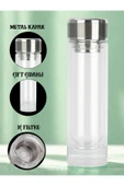 Blissra Çift Katmanlı Cam Termos 300 ml – Filtreli Şeffaf Bitki Çayı ve Meyve Demleme Şişesi - 1