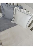 Ege Home deluxe %100 pamuklu fırfırlı bebek pike takımı gri - 1