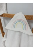 Ege Home gökkuşağı nakışlı bebek havlu kese seti beyaz - 2