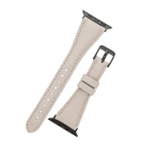 Apple Watch Uyumlu Deri Kordon 38-40-41mm Slim ERC3 Bej - 5