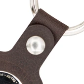 Apple AirTag Uyumlu Deri Anahtarlık, Acı Kahve - 5