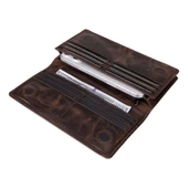 Aura Hakiki Deri, El Yapımı, Telefon Bölmeli, Kadın Cüzdanı, Koyu Kahve thumbnail 5