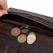 Aura Hakiki Deri, El Yapımı, Telefon Bölmeli, Kadın Cüzdanı, Koyu Kahve thumbnail 4