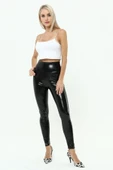 Rugan Tayt Yüksek Bel Parlak Siyah - 4