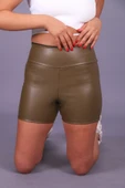Deri spor şort yüksel bel - 6