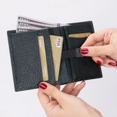 Purahide Deri Cüzdan, 7 Adet Kart Bölmesi, Dokulu Siyah thumbnail 2