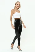 Rugan Tayt Yüksek Bel Parlak Siyah - 2