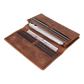 Aura Hakiki Deri, El Yapımı, Telefon Bölmeli, Kadın Cüzdanı, Açık Kahve thumbnail 5