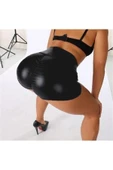 Deri Kısa Şort Arkası Büzgülü Siyah Renk - 1