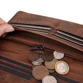 Aura Hakiki Deri, El Yapımı, Telefon Bölmeli, Kadın Cüzdanı, Antik Kahve thumbnail 4