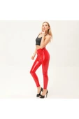 Rugan Kırmızı Tayt Yüksek Bel Parlak - 1
