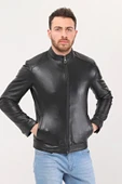 Hakiki Deri Siyah Düz Ceket - 1