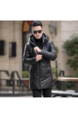 Hakiki deri Uzun mont Kapüşonlu Hakim yaka thumbnail 2