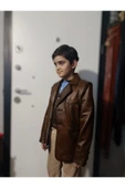 Çocuk ceket yelek kombin hakiki deri - 2