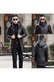 Hakiki deri Uzun mont Kapüşonlu Hakim yaka thumbnail 5