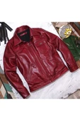 Vintage ceket tarzı şarap kırmızı renk hakiki deri mont thumbnail 1