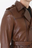 Hakiki deri erkek pardesü kahve renk thumbnail 7