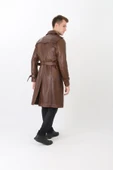 Hakiki deri erkek pardesü kahve renk thumbnail 6