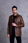 Uzun Italyan Yak Dar Kesim Hakiki Deri Ceket thumbnail 1