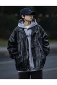 Ultra ovarsize hakiki deri unisex hip hop ceket tarzı mont thumbnail 1