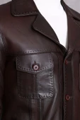 Hakiki Deri Ceket Karartmalı Koyu Kahve - 6