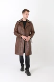 Hakiki deri erkek pardesü kahve renk thumbnail 3