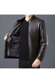 Tüylü Hakiki Deri Ceket Erkek Dar Kesim - 1