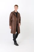 Hakiki deri erkek pardesü kahve renk thumbnail 4