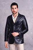 Hakiki Deri Blazer Klasik Ceket Punto Dikişli - 3
