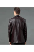 Hakiki deri ince kesit blazer klasik ceket - 2