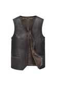 Zik Hakiki koyun derisi içi tüylü dar kesim yelek - 1