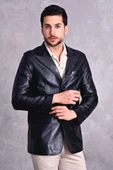 Hakiki Deri Blazer Klasik Ceket Punto Dikişli - 6