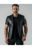 Kısa Kollu Hakiki Deri Blazer Ceket Erkek SlimFit - 1