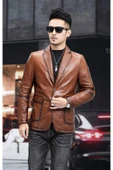 Hakiki deri slim fit erkek ceket - 4