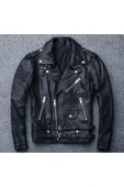 Hakiki deri motosiklet Biker mont thumbnail 1