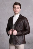 Hakiki Deri Ceket Karartmalı Koyu Kahve - 4