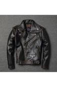 Eskitme Biker mont Hakiki deri - 7
