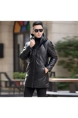 Hakiki deri Uzun mont Kapüşonlu Hakim yaka thumbnail 1