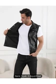 Motorcu Cooper Yelek Perçin Çivi Uç Detaylı Hakiki Deri Yelek thumbnail 6