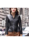 Kadın hakiki deri slim fit ceket - 1