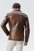 Hakiki Deri Ceket Karartmalı Taba Renk - 2