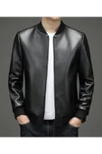 Spor hakiki deri ribanalı ceket - 5