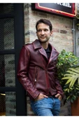 Prof Model Silme Hakiki Koyun Derisi Bordo Renk Biker Mont - 3