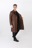 Hakiki deri erkek pardesü kahve renk thumbnail 5