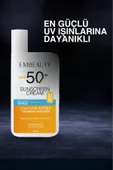 EMBEAUTY Ton Eşitleyici Yüksek Koruma Etkili Spf50 Aydınlatıcı Pembe Yüz Güneş Kremi Hibrit Formül 50 ml - 2