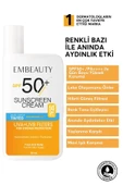 EMBEAUTY Ton Eşitleyici Yüksek Koruma Etkili Spf50 Aydınlatıcı Pembe Yüz Güneş Kremi Hibrit Formül 50 ml - 6