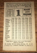 1 MART 1990 PERŞEMBE Fazilet Takvimi YAPRAĞI (Sahafiye Kitap) - 1