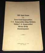 1581 SAYILI TARIM KREDİ KOOPERATİFLERİ VE BİRLİKLERİ KANUNU (Sahafiye Kitap) - 1