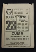 23 TEMMUZ 1976 CUMA İmam-Hatip Takvimi YAPRAĞI (Sahafiye Kitap) - 1